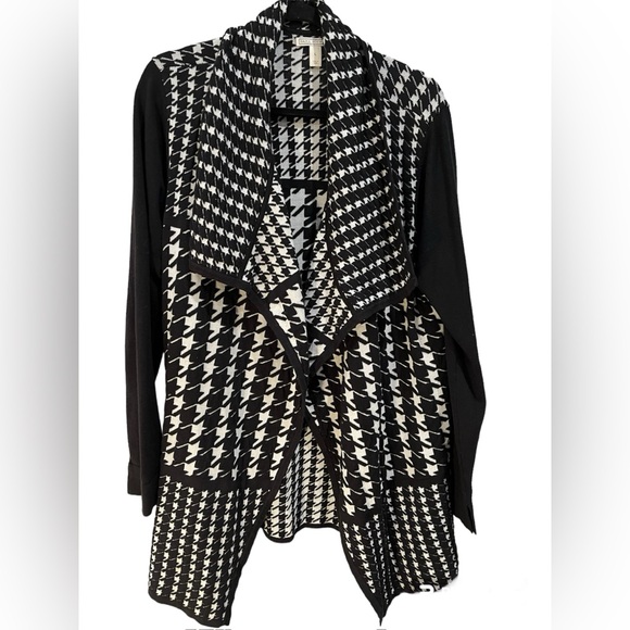 Dana Buchman Black & White Houndstooth Cardigan - Picture 1 of 13